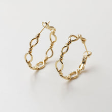 Load image into Gallery viewer, Twisted Hoop Earrings, 14K Gold/Silver Plated Brass, 30mm, Nickel Free Earrings, Shiny Gold Hoop Ear Stud GZ727