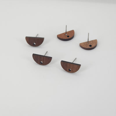 4PCS Wood Earrings, Semicircle Wooden Earrings for women, Reclaimed Walnut Wood, Nickel Free, Geometric Statement Earrings Finding JT973