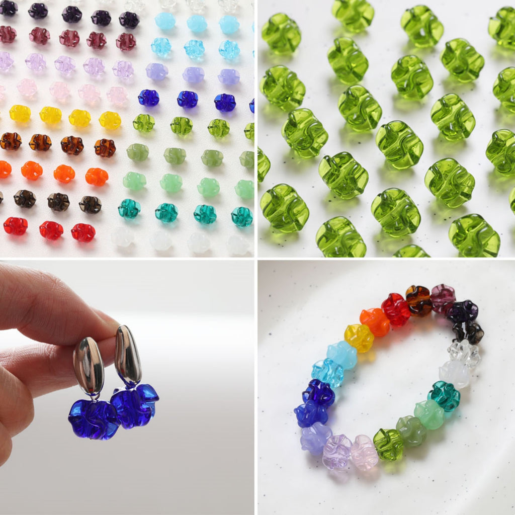 Irregular Flower Glazed Beads, Spacer Beads, 15x11mm, Crystal Glass Loose Beads for Jewelry Making, DIY Beads Finding GT071