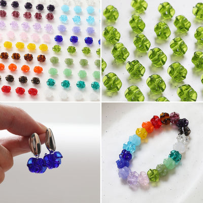 Irregular Flower Glazed Beads, Spacer Beads, 15x11mm, Crystal Glass Loose Beads for Jewelry Making, DIY Beads Finding GT071
