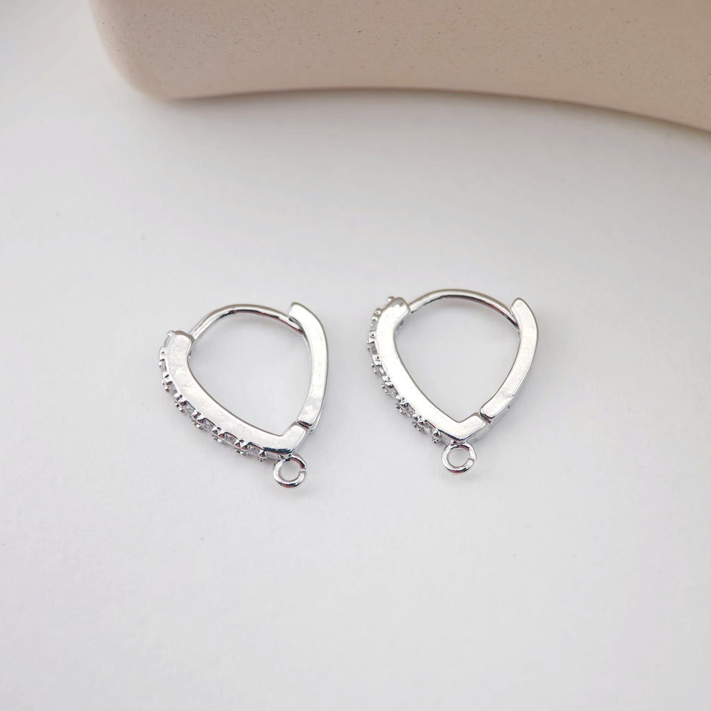 Drop Shape Ear Hoops Pave Crystal, 15.6*13mm, 18K Gold Plated Leverback Earrings, Huggie Hoops Earring D0152