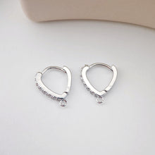 Load image into Gallery viewer, Drop Shape Ear Hoops Pave Crystal, 15.6*13mm, 18K Gold Plated Leverback Earrings, Huggie Hoops Earring D0152