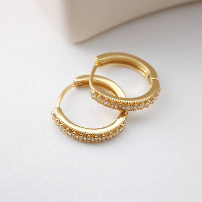 Cubic Pave Ear Hoops, 16.6*15.7mm 18K Gold Plated Leverback Earrings, Huggie Hoops Earring Finding with Loops S1184