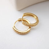 Cubic Pave Ear Hoops, 16.6*15.7mm 18K Gold Plated Leverback Earrings, Huggie Hoops Earring Finding with Loops S1184