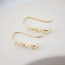 Load image into Gallery viewer, 18K Gold Plated Ear Wires, Multiple small cubic zirconias Pave Earring Hooks, Nickel Free, Fish Hooks, Ear Wires for Jewelry Making D0185