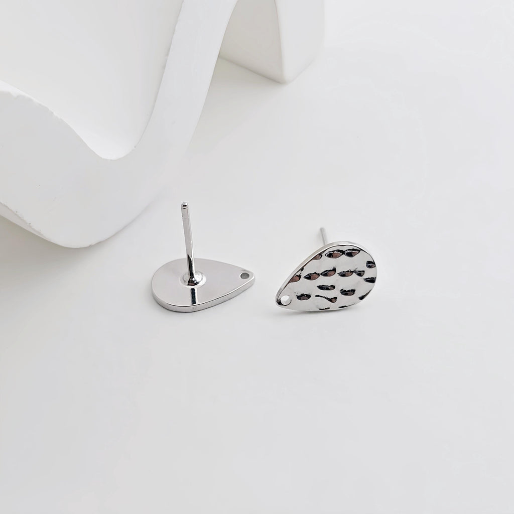 قرط أذن متدلي مطروق مع حلقة، عمود فضي، مطلي بالروديوم، خالٍ من النيكل، أقراط أذن على شكل قطرة، نتائج صناعة المجوهرات ZX274