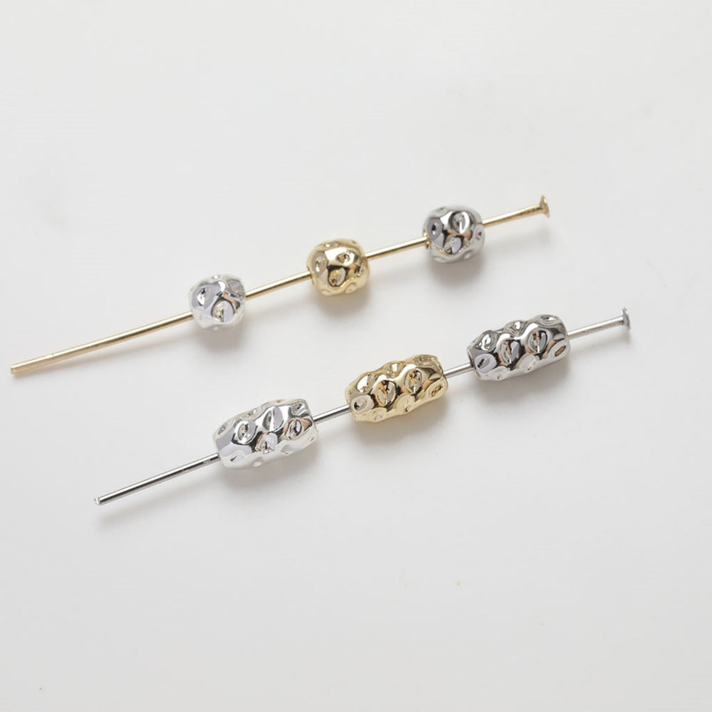 10pcs Gold Plated Stone Beads, Barrel beads, 14K Gold, Silver, white, Spacer Beads, Irregular Beads, Bracelet Beads, Jewelry Finding GZ252