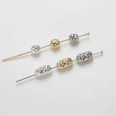 10pcs Gold Plated Stone Beads, Barrel beads, 14K Gold, Silver, white, Spacer Beads, Irregular Beads, Bracelet Beads, Jewelry Finding GZ252