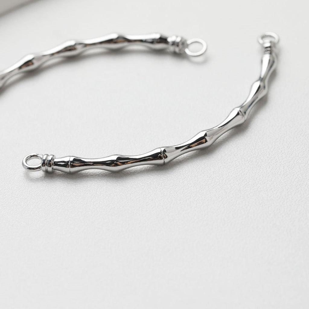 Bamboo Curved Connector with loops, 14K Gold/Silver Plated Bracelet Making Findings, Bracelet Jewelry Findings GE106