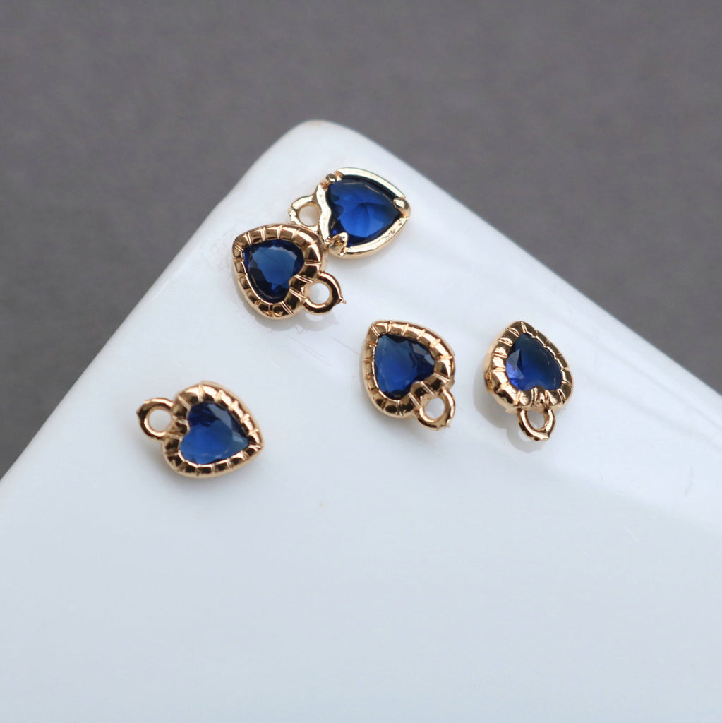 10pcs Tiny Heart Charms, Cubic Heart Charm,  18K Gold Plated CZ Pave Love Pendant, Necklace Making Pendants, Jewelry Findings HL064-F135