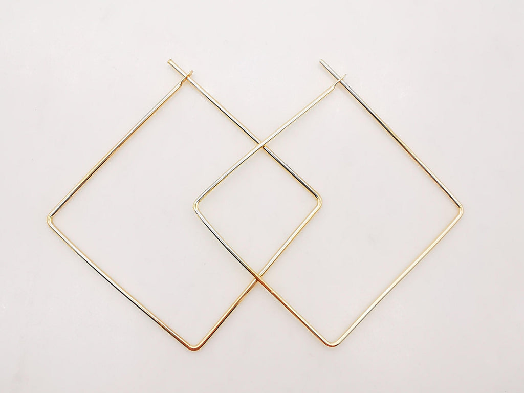 20pcs- 14K Gold Plated Square Hoop Earring Finding, 40mm, Nickel Free Square Earring Hoops, DIY Earring Charms, Earring Making Findings Z027