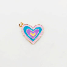 Load image into Gallery viewer, Multicolor Enamel Heart Charm, 18K Gold Plated Heart Pendant, 23mm, Necklace Bracelet Making Pendant S20390