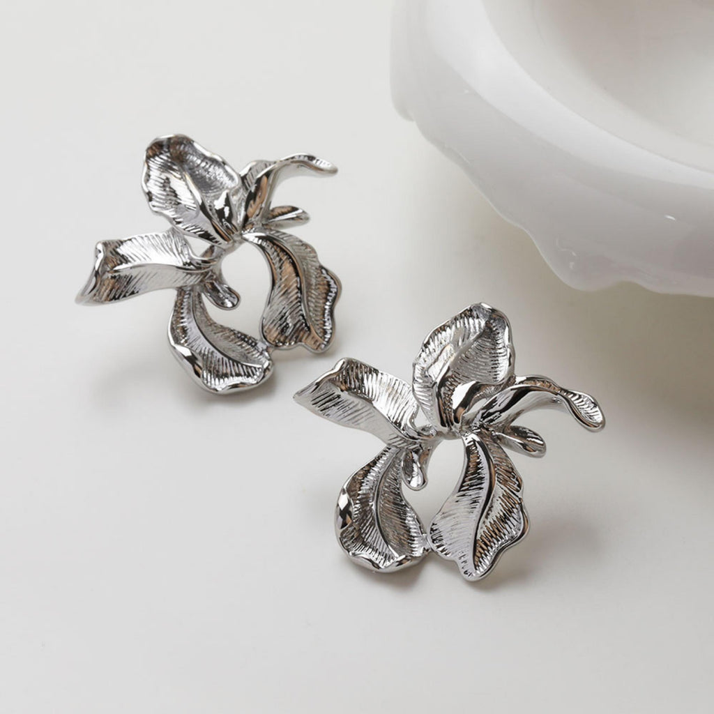 Flower Earring Post, 14K Gold/Silver, S925 Silver Pin Nickel Free Earrings, Flora Ear Stud with Loop GZ752