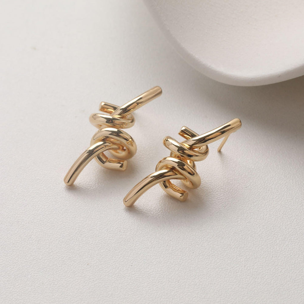 Gold Knot Earring Post, S925 Silver Ear Pin, Nickel Free Earrings, 14K Ear Stud, Tie The Knot Earring Findings GZ737