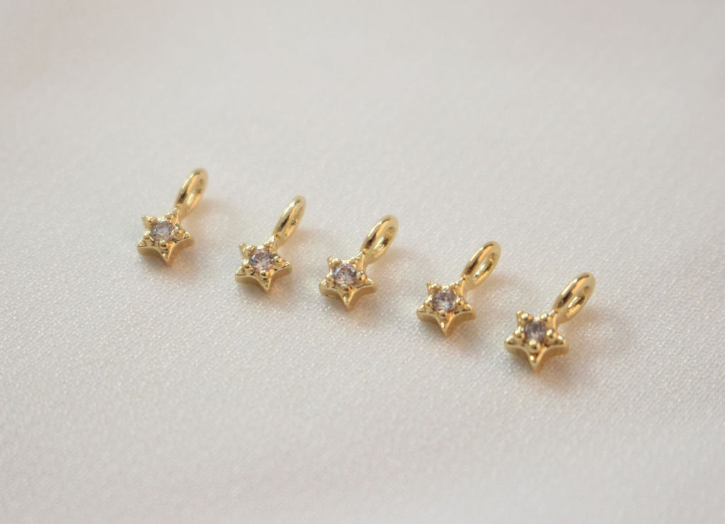 Tiny Star Charms,  Crystal Cubic Pave Star Pendant, 18K Gold Plated, Necklace Making Star Charms, Jewelry Findings GZ421