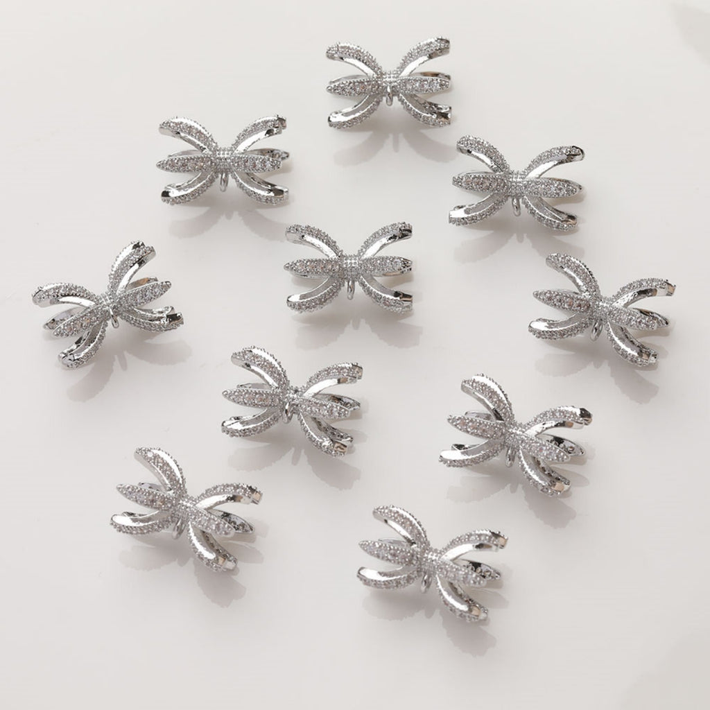 Cuentas espaciadoras con forma de corona, chapadas en oro de 14 quilates, cuentas de circonita con orificio para tapa, cuentas para hacer collares y aretes, accesorios de joyería SC019