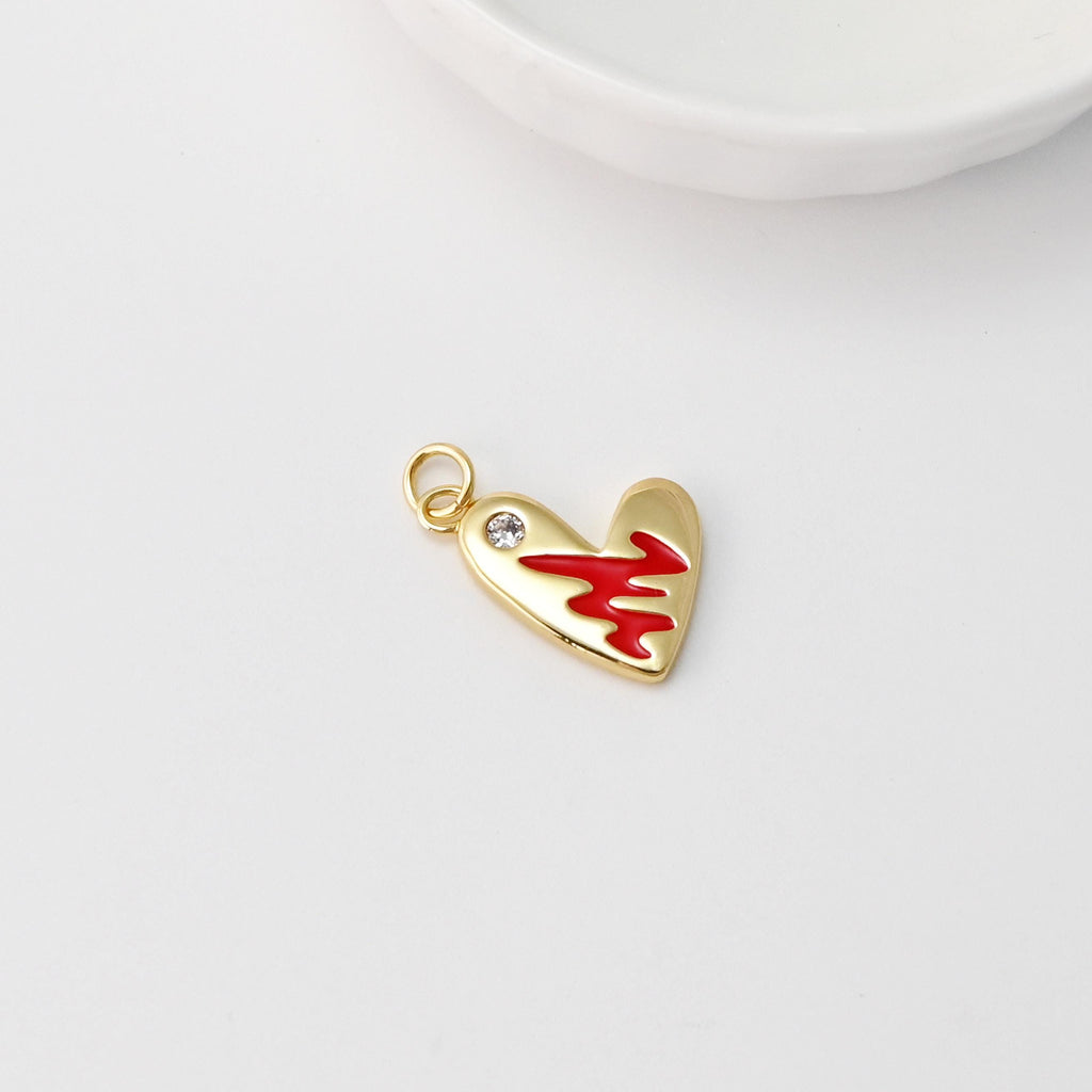 Heart Pendant, Cubic Pave Charm, 18K Gold Plated, Love Pendant, Necklace Making Pendants, Jewelry Findings