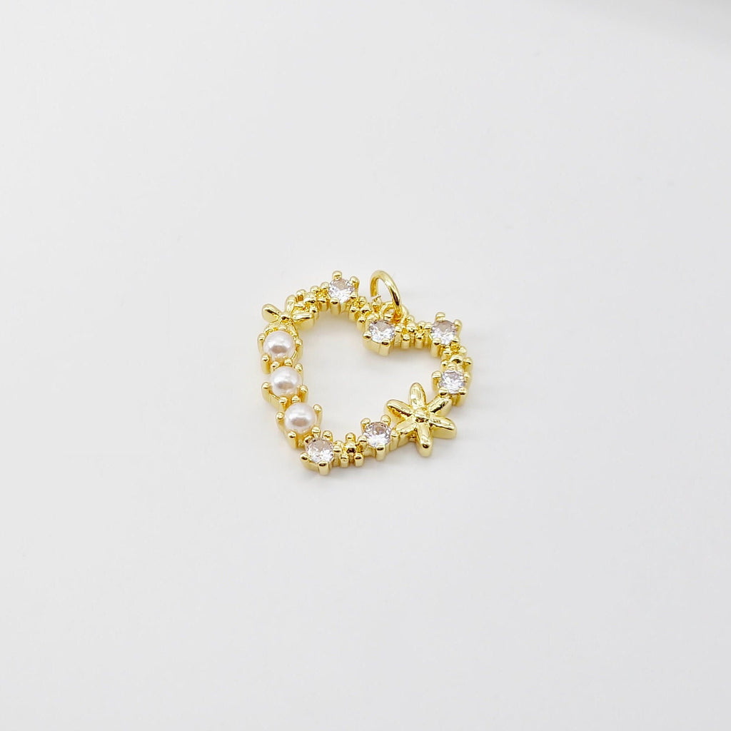 Cubic Heart Charms, 18K Gold Plated CZ Pave Love Charms, Bracelet Necklace Making Pendants, Jewelry Findings S20696