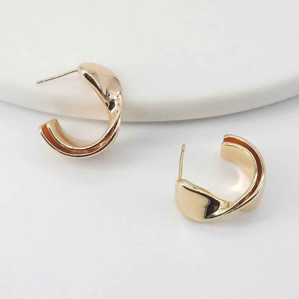 C Shape Earrings Post, 14K Gold Plated, S925 Silver Ear Pin Nickel Free Earrings, Ear Stud, Hypoallergenic Earring Findings ZX142