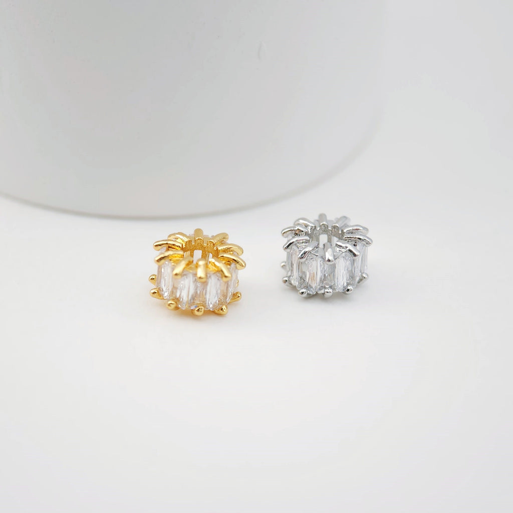 Spacer Beads Collection, 18K Gold/Silver Plated, Round Beads, CZ Pave Beads, Dainty Jewelry Making Beads, Jewelry Finding S1180