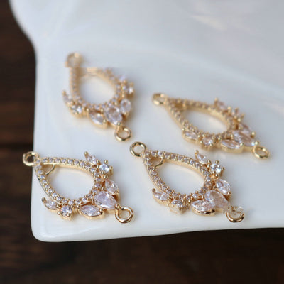 Cubic Zircon Crystal  Teardrop Charms, CZ Earring Charms,14K Gold Plated Teardrop Pendant, Jewelry Findings HL028-F182
