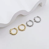 18K Gold Plated Round Beads Hoop Earring, Huggie Hoops Earring Parts, Spring Ear Hoops, 14.7*13mm, hoop earrings S1245