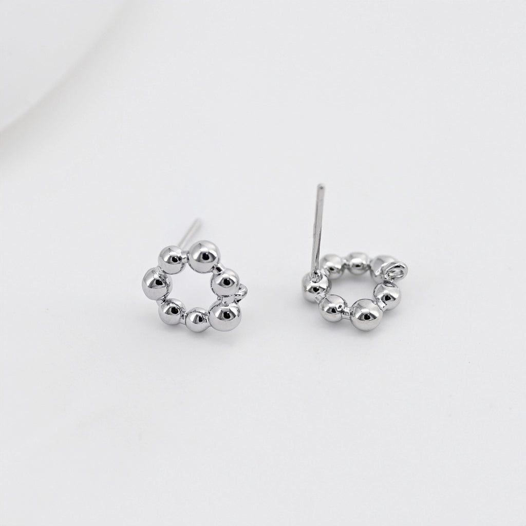 18K Gold Drop Circle Post With Loop, S925 Silver Pin, Round Stud Earring Nickel Free, 10*9.7mm, Hypoallergenic Earring Findings D0397