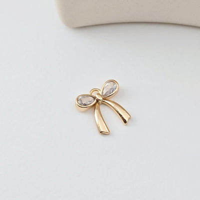 2pcs CZ Pave Bow Tie Charm, Cubic Zircon Crystal Bow Tie Pendant, Necklace Pendant, 18K Real Gold Plated, Jewelry Findings D0295