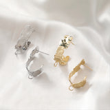 Irregular Hammered Earring Post, 14K Gold/Silver, S925 Silver Pin Nickel Free Earrings, Knot Ear Stud with Loop JJ014