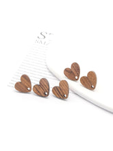 Load image into Gallery viewer, 4PCS  Wood Earrings,  Heart Shape Wooden Earrings for women, Nickel Free, Boho Earring Finding JT926