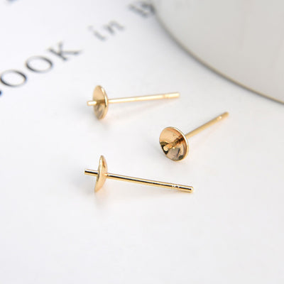 20pcs 14K Gold Cup Earring Post With Loop, 5mm, Nickel Free Earrings, Ear Stud, Hypoallergenic Earring Findings JY020-ZX7009