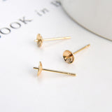 20pcs 14K Gold Cup Earring Post With Loop, 5mm, Nickel Free Earrings, Ear Stud, Hypoallergenic Earring Findings JY020-ZX7009