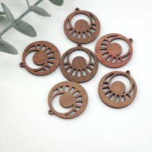 Load image into Gallery viewer, Round Geometric Shape Wood Charms, Eye Wooden Pendant, Reclaimed Walnut Wood, Geometric Statement Wood Earrings Diy Ideas JT985