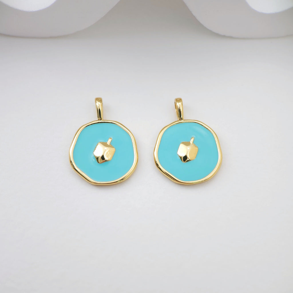 Multistyle Enamel Circle Charm, Wine Glass, Shield , 18K Gold Plated, Necklace Bracelet Making Pendant S1113