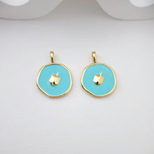 Load image into Gallery viewer, Multistyle Enamel Circle Charm, Wine Glass, Shield , 18K Gold Plated, Necklace Bracelet Making Pendant S1113