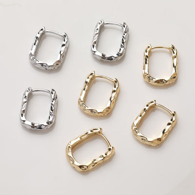 U Shape Earring Hoop, Hammered Huggie Hoops Earring Finding, Ear Hoops, 14*17.7mm, hoop earrings GT060