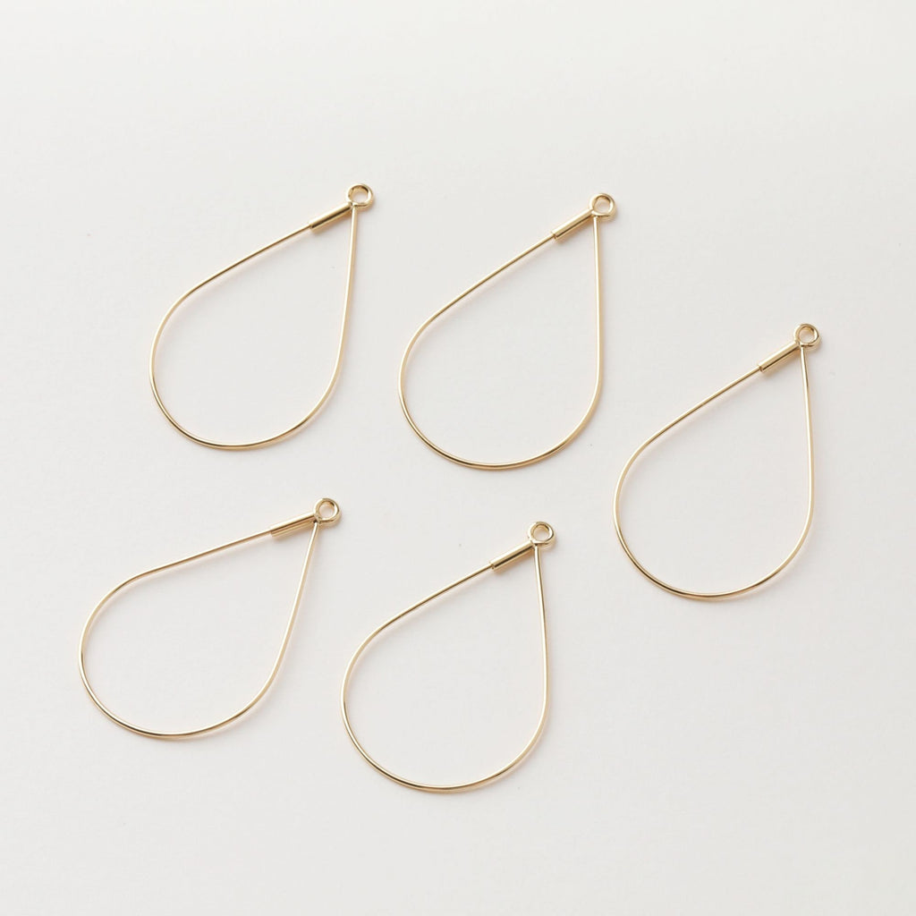 10pcs- 14K Gold Plated Hoop Earring Finding, 30mm, Nickel Free Rain Drop Earring Hoops, DIY Earring Charms, Earring Making Findings GZ188