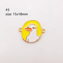Load image into Gallery viewer, Enamel Connectors, Duck/Bow/Flower/Elephant Connector, 18K Gold Plated CZ Pave, Bracelet Making Charms, Jewelry Findings S1012