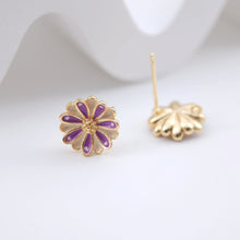 تحميل الصورة إلى عارض المعرض، أعمدة أقراط على شكل زهور من المينا، أعمدة أقراط من المينا مع حلقة، أدوات يدوية للعثور على الأقراط، لوازم صنع الأقراط بنفسك ZX217