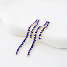 Load image into Gallery viewer, Deep Blue Zircon Tassel with 18K Real Gold Plating, Navy CZ Pave Tassel, For Earring Making, Chain Pendant, Earring Findings ZX338