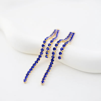 Deep Blue Zircon Tassel with 18K Real Gold Plating, Navy CZ Pave Tassel, For Earring Making, Chain Pendant, Earring Findings ZX338