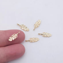 Load image into Gallery viewer, Danity Feather Pendant, 14K Gold Plated Earring Making Findings, Jewelry Findings GZ152