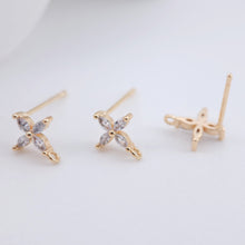 تحميل الصورة إلى عارض المعرض، أقراط على شكل زهرة لطيفة بأربع بتلات مع حلقات، مصنوعة من الفضة الإسترليني 925 وخالية من النيكل، ونتائج أقراط مضادة للحساسية ZX240