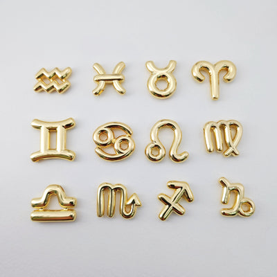 Zodiac Beads, Balloon Constellation Pendant, 18K Gold Plated Zodiac Sign, Necklace Making Charms, Birthday Gift Jewelry Findings S1234