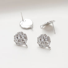 Load image into Gallery viewer, Round Lava Ear Post With Loop, S925 Silver Ear Pin Nickel Free Earrings, Gold/Silver Ear Stud, Hypoallergenic Earring Findings JG004