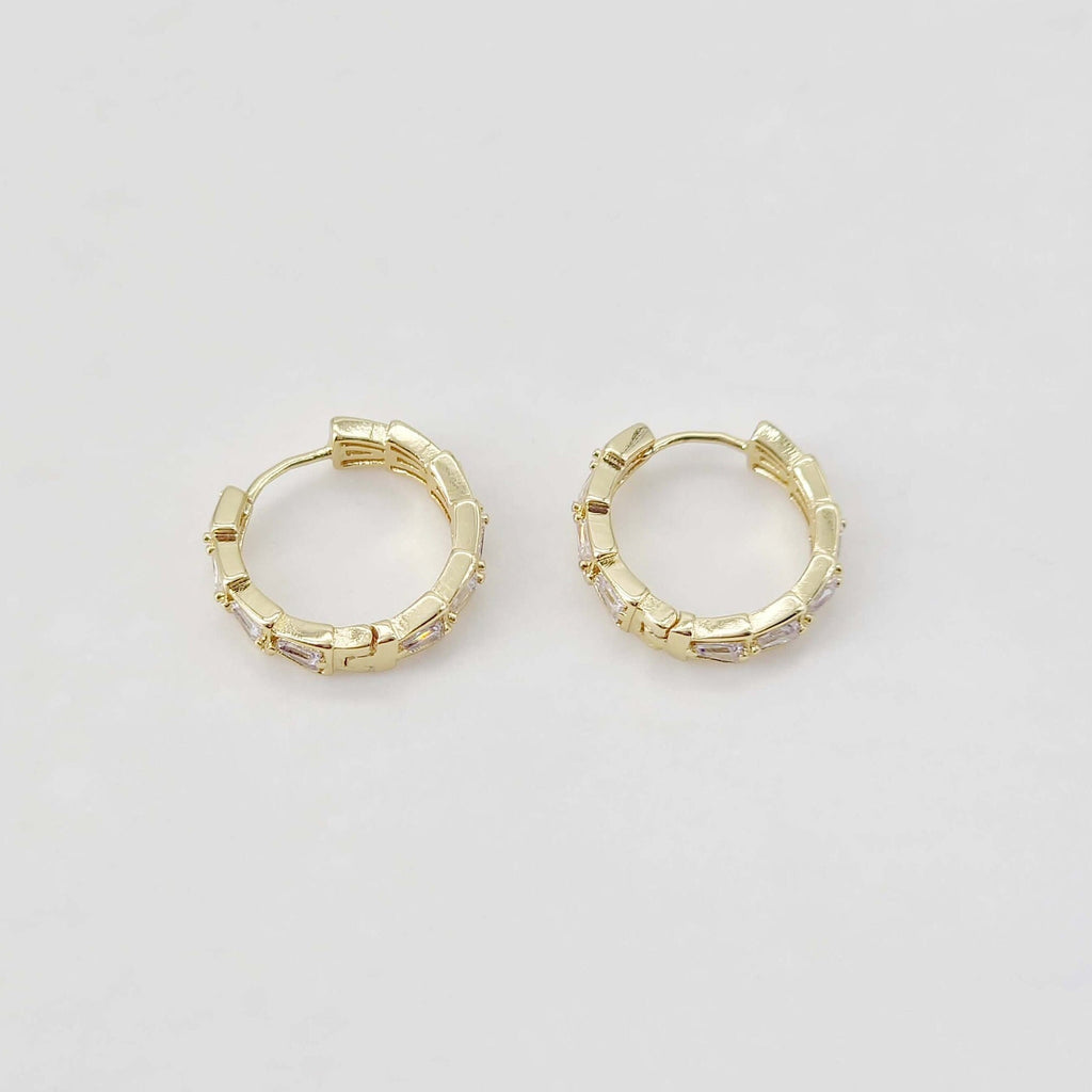 Cubic Pave Ear Hoops, 18.6mm 18K Gold Plated Leverback Earrings, Huggie Hoops Earring Finding with Loops S20657