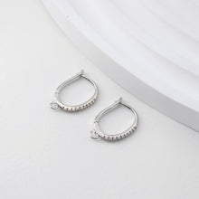 Load image into Gallery viewer, Ellipsoid CZ Pave Earring Hoop, Gold Plated Huggie Hoop Earring with Loop, Huggie Hoop DIY Earring  Findings,Handmade Earring Supplies D0097