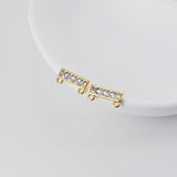 Rectangular CZ Earring Post With 2 Loops, S925 Silver Pin Nickel Free Post, 18K gold Plated, Hypoallergenic Earring Findings D0391