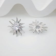 Load image into Gallery viewer, 2PCS Cubic Zircnia Earring Post, Real Gold Plated Brass Stud Earring With Loop,S925 Silver Ear Pin,Flower Ear Post,Earring Finding Z101