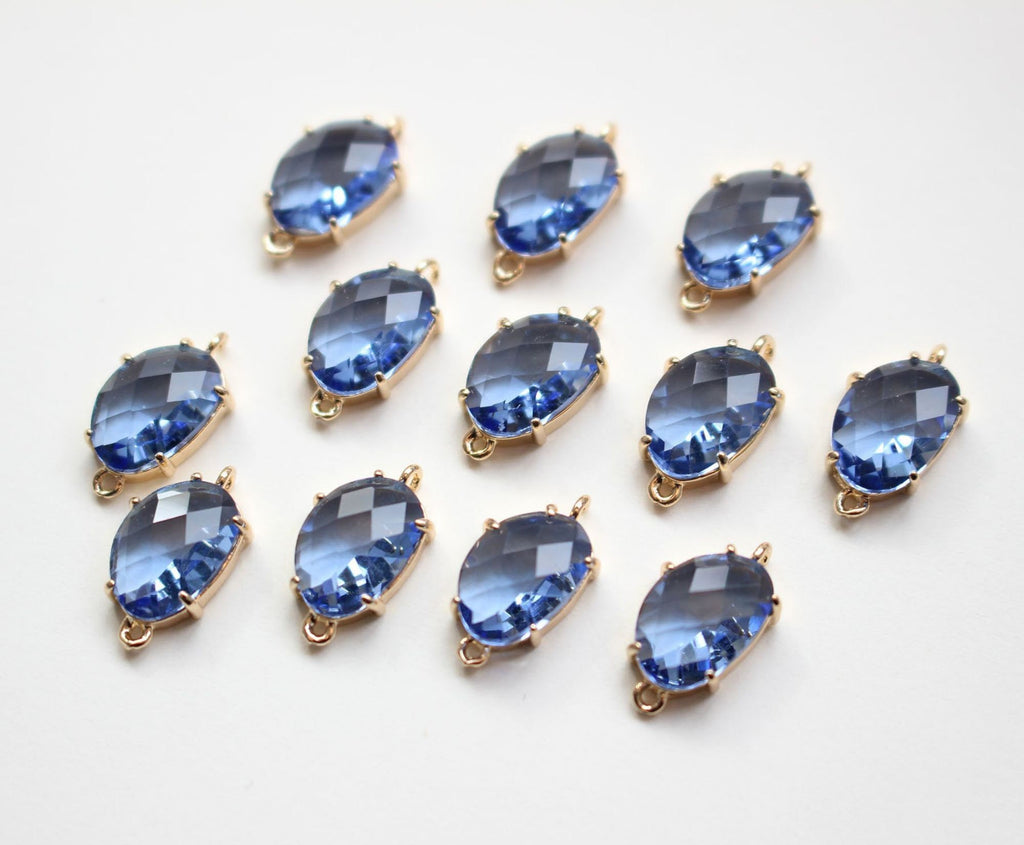 10pcs Irregular Shape Crystal Connector, Glass Connector, Glass Pendant, 18K Gold Plated, Jewelry Findings GZ425-F273